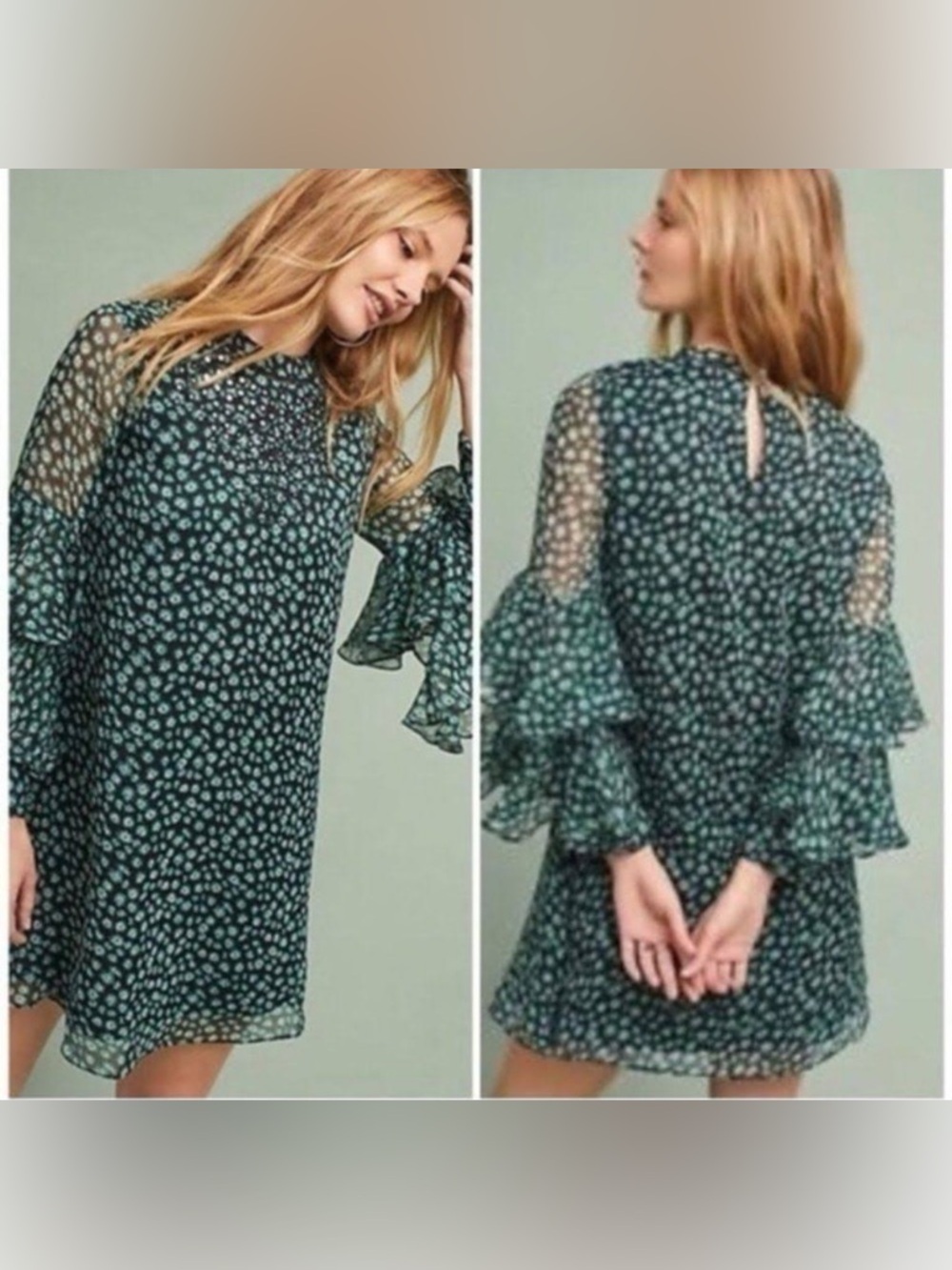 Anthropologie Ranna Gill Fluttered Tunic
Night Out Dress Black Green Size M